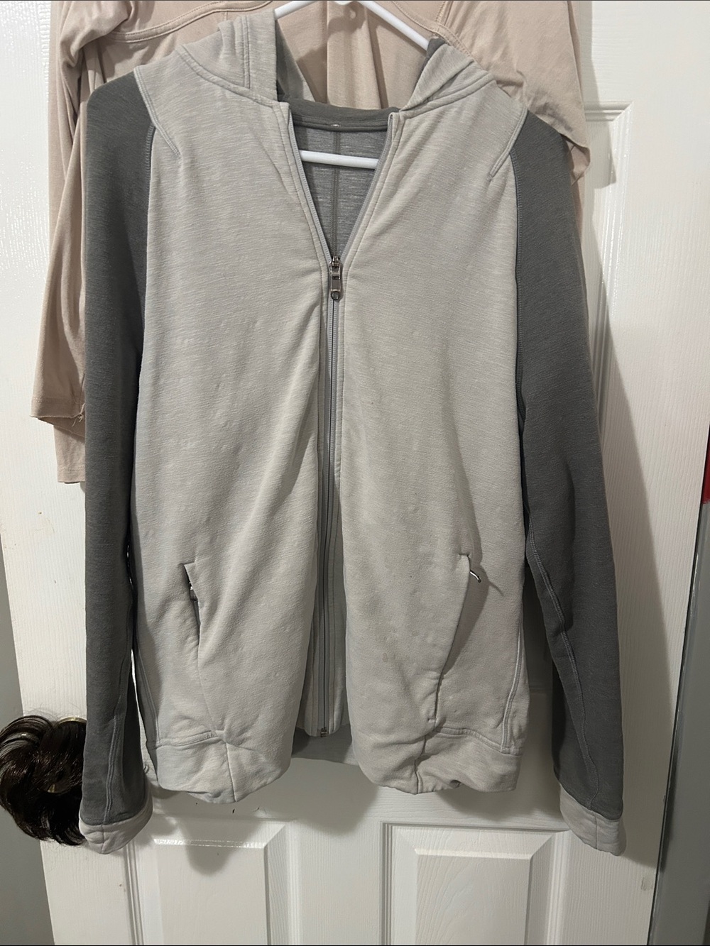 lululemon athletica Two-Tone Hooded Zip Jacket in Light Gray and Dark Gray